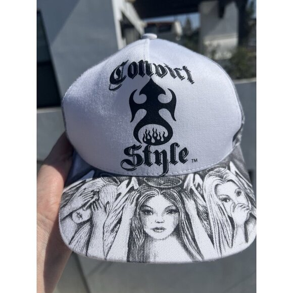 RARE Convict Style hand-drawn white gray cap streetwear skater vintage Y2K - Picture 1 of 9